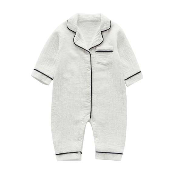 Baby Girls Boys Solid Color Pajamas Romper Button Up Lapel Sleepwear Pj's Jumpsuit Size 12 M-18 M