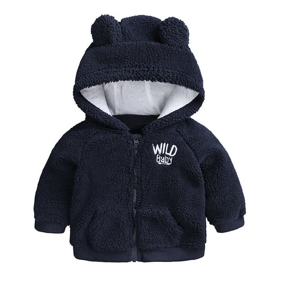 Newborn Baby Girls Boys Winter Warm Outwear Hooded Ears Coat Fleece Tops Jacket
