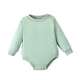thumbnail image 1 of Newborn Baby Girls Clothes Baby Girls One-piece Romper Bodysuit 0-3 Months Girls Long Sleeve Round Neckline Solid Color Romper Bodysuit Green, 1 of 7
