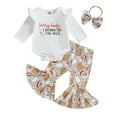 thumbnail image 1 of Newborn Baby Girls Clothes Christmas Outfits 3M 6M 12M Ruffle Long Sleeve Romper with Pants Headband Set, 1 of 10