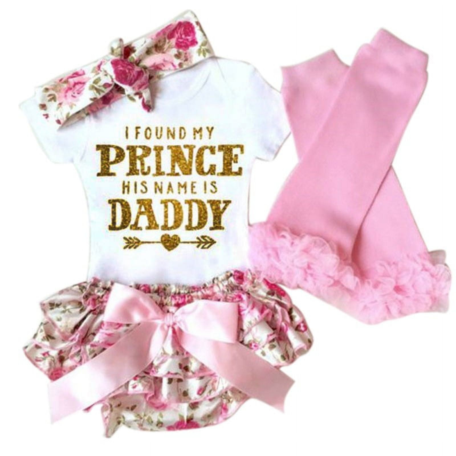 Newborn Baby Girls Clothes Daddy's Princess Romper +Tutu Pants Dress