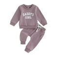 thumbnail image 1 of Newborn Baby Girls Clothes Sets 6M 12M 18M 24M 3Y Kids Boys Letter Print Long Sleeve Sweatshirts Pants 2pcs Infant Clothing Suits, 1 of 10