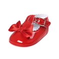 thumbnail image 1 of Newborn Baby Girls Crib Shoes Shiny Mirror PU Leather Bow Buckle First Walkers Soft Soles Non-slip Footwear 0-18M, 1 of 5