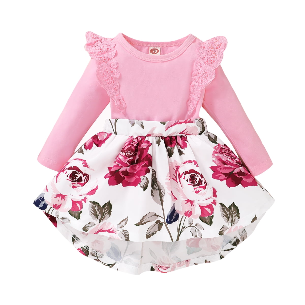 Newborn Baby Girls Dress 3 Months Girls Long Sleeve Dress Flower Print