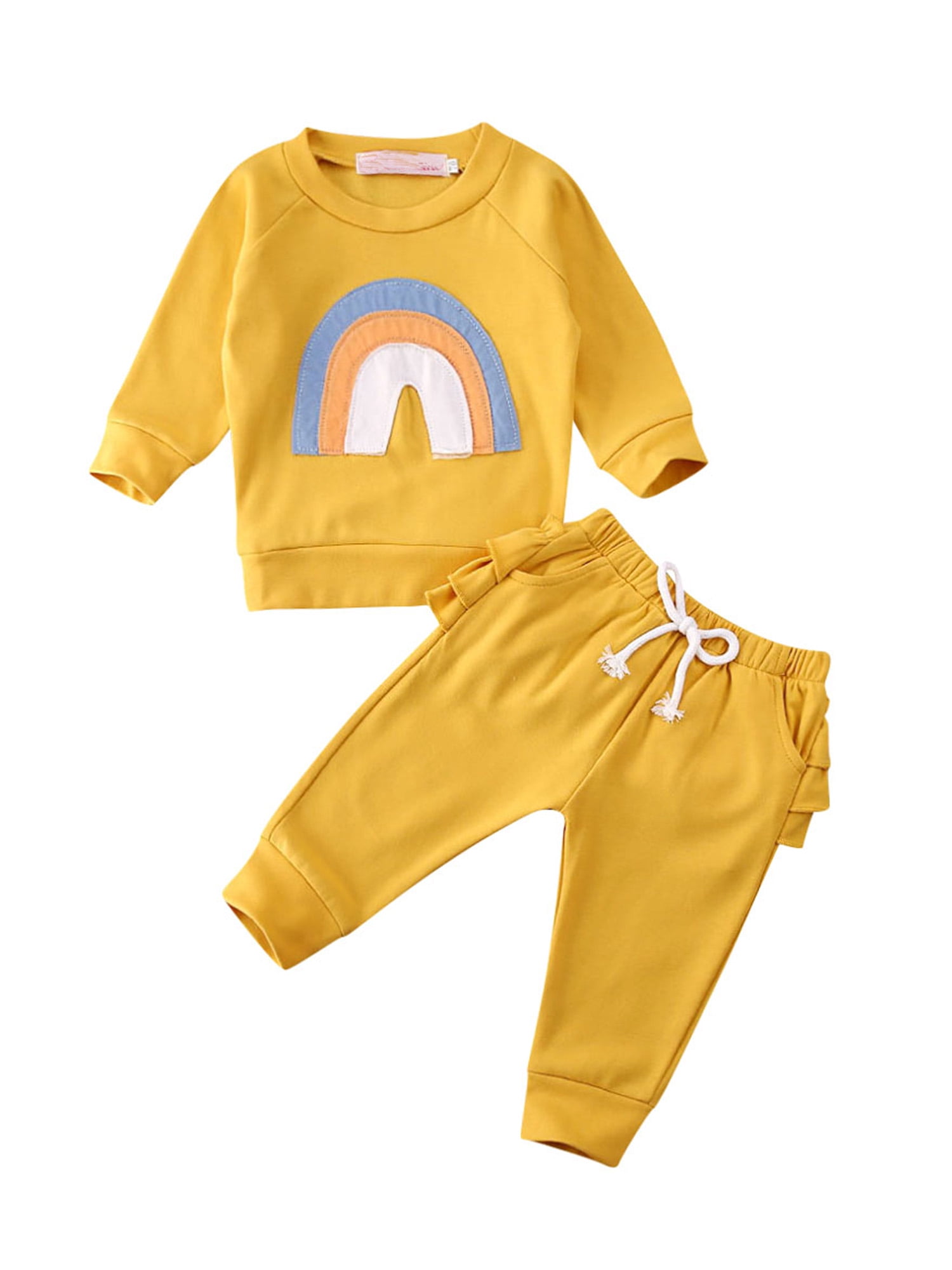 Newborn Baby Girls Fall Winter Clothes Toddler Girl Rainbow Sweatsuit