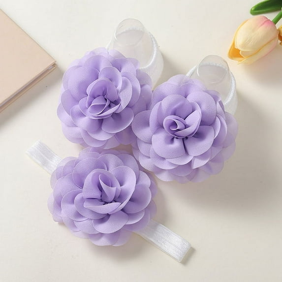 Newborn Baby Girls Flower Headbands & Sock Set Baby Floral Decor Flower Hair Band Hair Accessories for Newborns Infants Toddlers Photograph, 0-2 Years