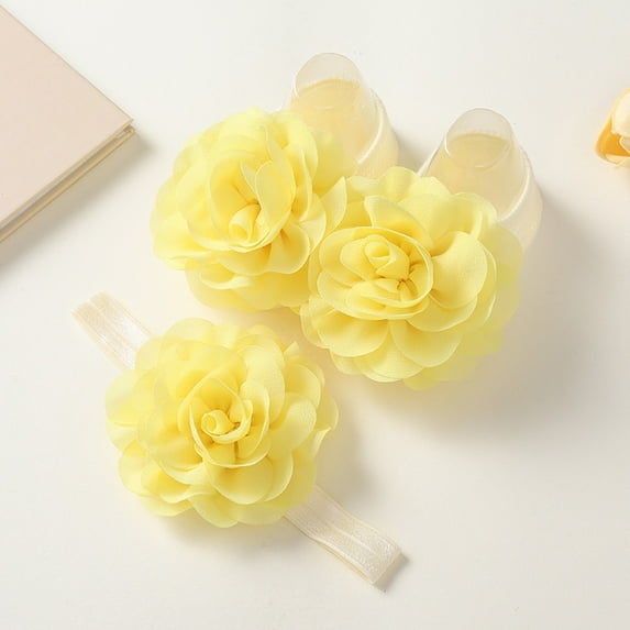 Newborn Baby Girls Flower Headbands & Sock Set Baby Floral Decor Flower Hair Band Hair Accessories for Newborns Infants Toddlers Photograph, 0-2 Years