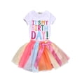thumbnail image 1 of Newborn Baby Girls It's My Birthday Outfits Shiny Printed Sequin Dress Princess Tulle Tutu Skirt, 1 of 6