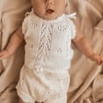 thumbnail image 1 of Newborn Baby Girls Knitted Clothes Crochet Sleeveless Backless Bodysuit Top Drawstring Shorts Summer Outfits, 1 of 9