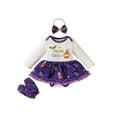 thumbnail image 1 of Newborn Baby Girls My First Halloween Outfits Pumpkin Ghost Romper Tutu Dress and Cute Headband Leg Warmer Set, 1 of 8