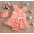thumbnail image 1 of Newborn Baby Girls Peach Cake Smash Frill Romper Dress with Headband 0-3M, 1 of 1