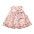 thumbnail image 1 of Newborn Baby Girls Princess Dress Floral Lace Pearl A-line Dress Bow Party Birthday Dresses Summer 3M 6M 12M 18M 3Y, 1 of 10