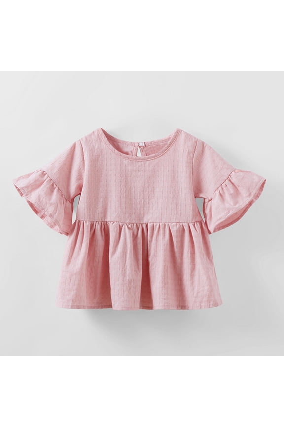 Newborn Baby Girls Princess Tops Ruffle Flared Sleeve T-Shirt Clothes Party Dress Tops Spring Summer Blouses for Kids 0M-4Y 50% Saving