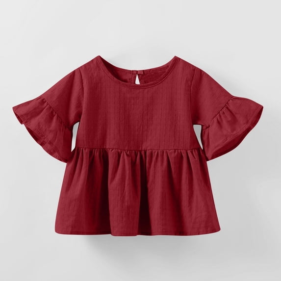 Newborn Baby Girls Princess Tops Ruffle Flared Sleeve T-Shirt Clothes Party Dress Tops Spring Summer Blouses for Kids 0M-4Y 50% Saving