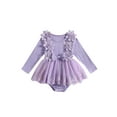 thumbnail image 1 of Newborn Baby Girls Romper Tulle Dress Long Sleeve Lace 3D Flower Bodysuit Jumpsuit Dress One Piece Fall Clothes 0-18M, 1 of 1