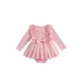thumbnail image 1 of Newborn Baby Girls Romper Tulle Dress Long Sleeve Lace 3D Flower Bodysuit Jumpsuit Dress One Piece Fall Clothes 0-18M, 1 of 1