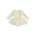 thumbnail image 1 of Newborn Baby Girls Romper Tulle Dress Long Sleeve Lace 3D Flower Bodysuit Jumpsuit Dress One Piece Fall Clothes 0-18M, 1 of 8