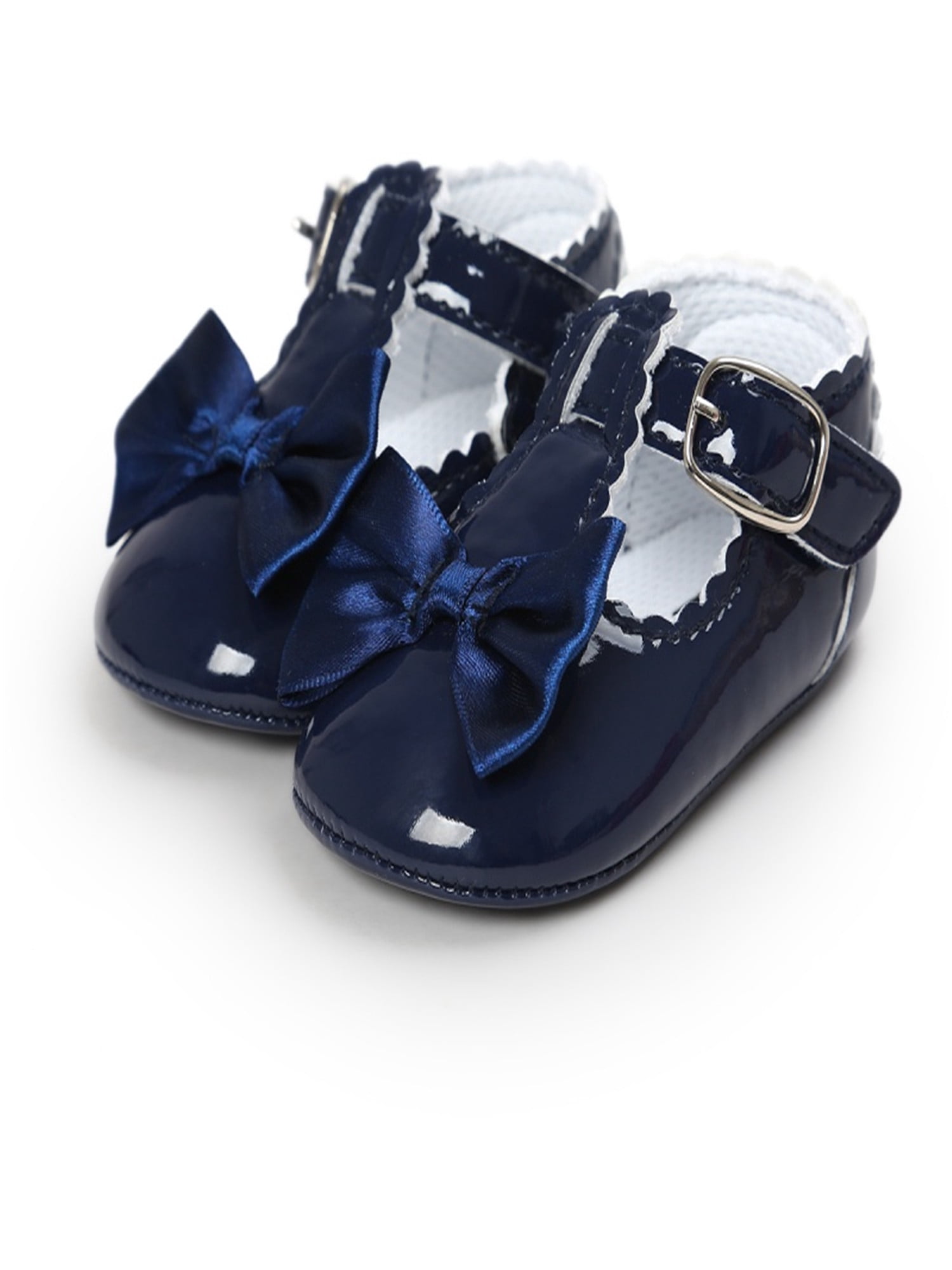 Newborn Baby Girls Shoes PU Leather Bow Buckle First Walkers Soft Soles ...