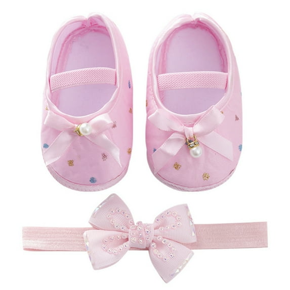 Newborn Baby Girls Shoes Pearl Design Cute Soft Sole Shoes