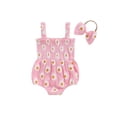 thumbnail image 1 of Newborn Baby Girls Summer Outfits Floral Daisy Romper Ruffle Smocked Suspender Bodysuit with Bow Headband Set Cute Clothes, 1 of 7
