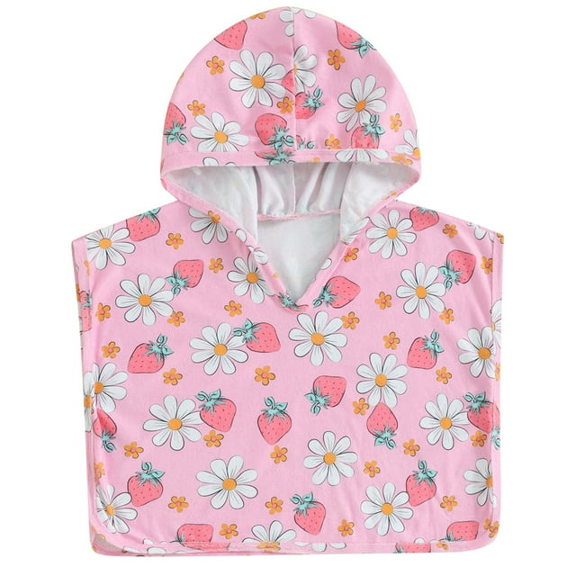 Newborn Baby Girls Swimsuit Cover up Summer Floral Print Hoodie Beach Cover up Rash Guards for Toddler Bathing Suit 6-12 Months