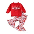 thumbnail image 1 of Newborn Baby Girls Valentine’s Day Clothes 6M 12M 18M 24M 3Y 4Y Long Sleeve Pullover Sweatshirts+Heart Print Flare Pants Set Toddler Casual Clothing, 1 of 10