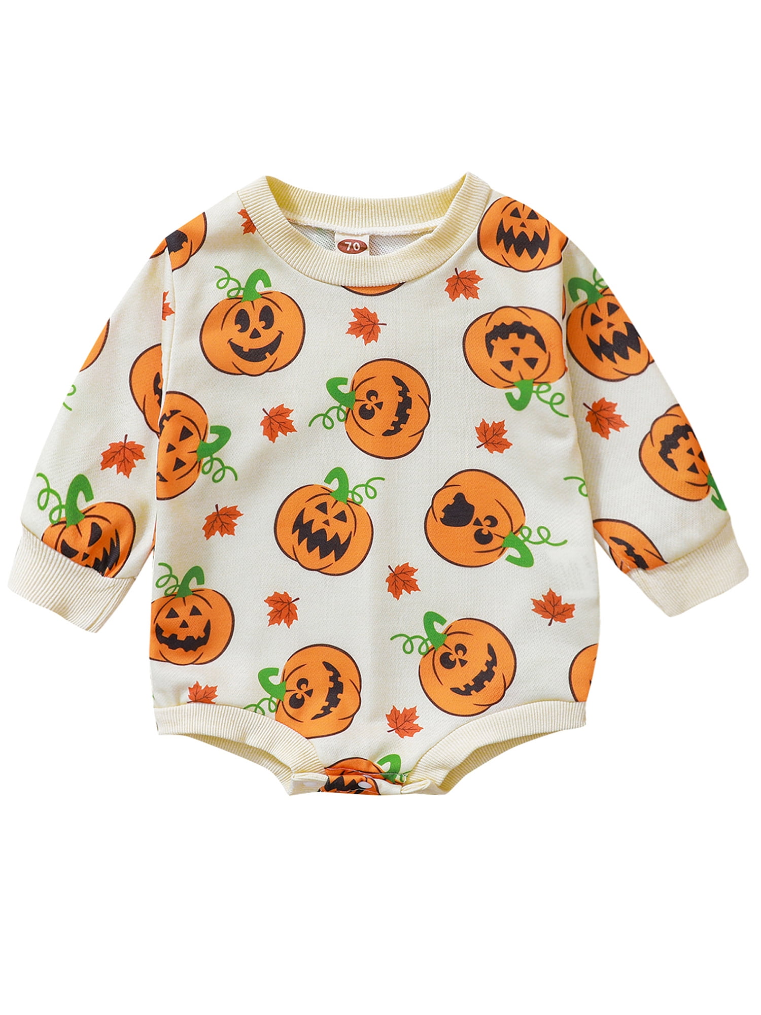 Newborn Baby Halloween Outfit Long Sleeve Pumpkin Romper Sweatshirt PIE