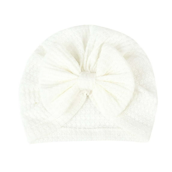 Newborn Baby Hats Hospital Hat Baby Cotton Beanie Infant Bow Hats for 0-6/6-24 Months White 0-1 Years