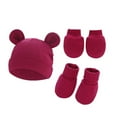 thumbnail image 1 of Newborn Baby Hats Mittens Set Hospital Hat Beanie Bear Ears Solid Preemie Infant Cotton Caps Gloves for Boys Girls 0-6 Months, 1 of 2