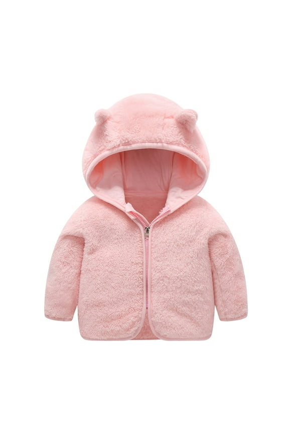 Newborn Baby Hooded Jacket Coat Bear Ear Zipper Up Jacket Coat Tops Cute Warm Outfits Baby Boy Girl Winter Essentials 0-12 Months