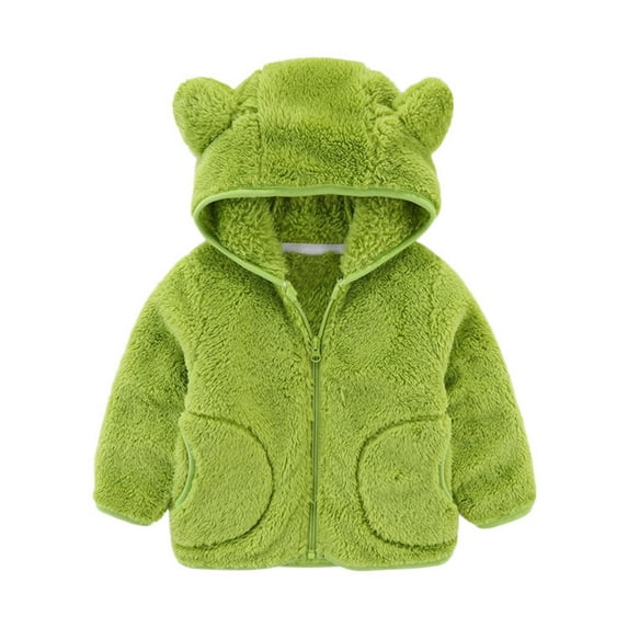 Newborn Baby Hooded Jacket Coat Cute Bear Ear Long Sleeve Zipper Up Jacket Warm Sweatshirt Coat Winter Outwear Outfits 9-12 Months