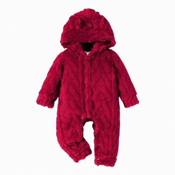 Newborn Baby Hooded Romper Warm Fall Winter Zipper Jumpsuit for Infan Daily Wear