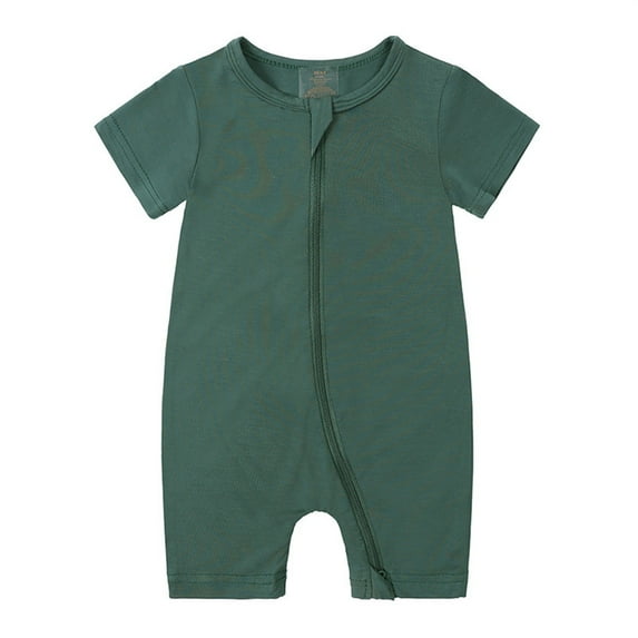 Newborn Baby Hooded Rompers Child'S Summer Jumpsuit Boys and Girls Baby Botton Short Sleeve Round Neck Cute Solid Shorts Rompers New Casual Winter Jumpsuits Green-1 73