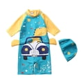 thumbnail image 1 of Newborn Baby Infant Boys Swimsuit with Hat Cartoon Print Short Sleeve Round Neck Jumpsuit Bathing Suit A17, 1 of 2