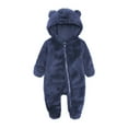 thumbnail image 1 of Newborn Baby Jumpsuit Hooded Fleece Rompers Long Sleeve Onesies Zipper Outwear Outfits, 1 of 6