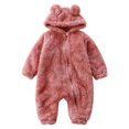thumbnail image 1 of Newborn Baby Jumpsuit Hooded Fleece Rompers Long Sleeve Outwear Outfits Baby Snowsuit Autumn Kids Fleece Lined Romper, 0-36 Months, 1 of 5