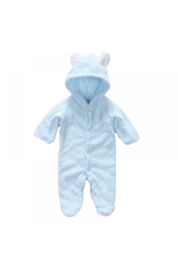 Newborn Baby Jumpsuit Hooded Onesie Baby Boy Pram Fleece Rompers