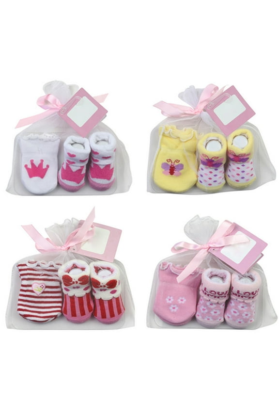 Newborn Baby Mittens and Socks Set Baby Mittens No Scratch Gloves Random Color