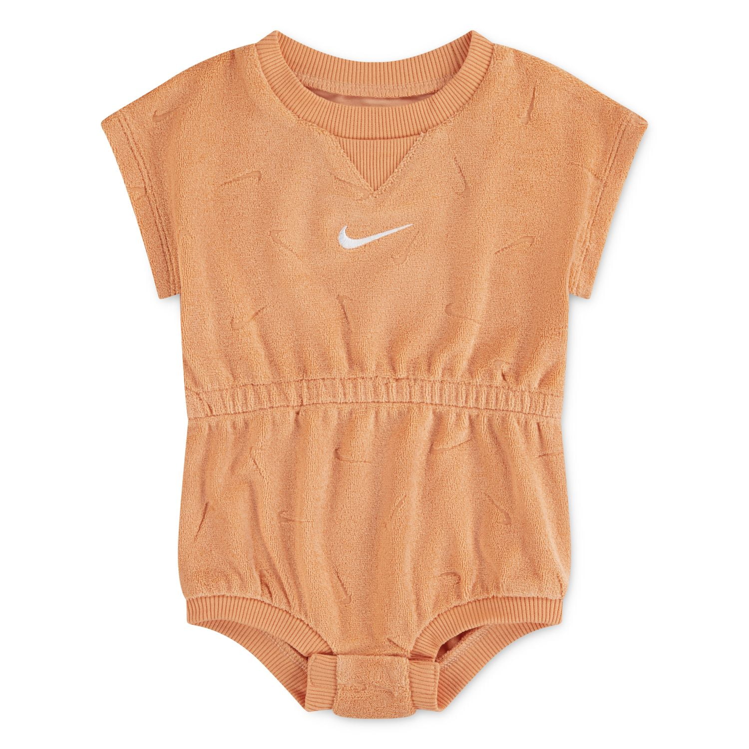 Newborn Baby Nike Jacquard Towel Terry Romper Color: Apricot Size