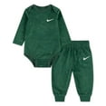 thumbnail image 1 of Newborn Baby Nike Velour Long Sleeve Bodysuit and Sweatpants 2-Piece Set Color: Fir Size: 3 MONTHS, 1 of 4