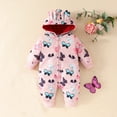 thumbnail image 1 of Newborn Baby Onesie Romper Snowsuit Winter Footie Cotton Romper Hooded Jumpsuit Infant Coat for Girls Boys Pink 6 Months, 1 of 7