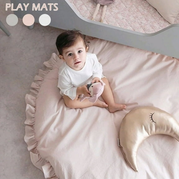 Newborn Baby Padded Play Mats Soft Cotton Crawling Mat Kids Game Rugs Round Floor Carpet