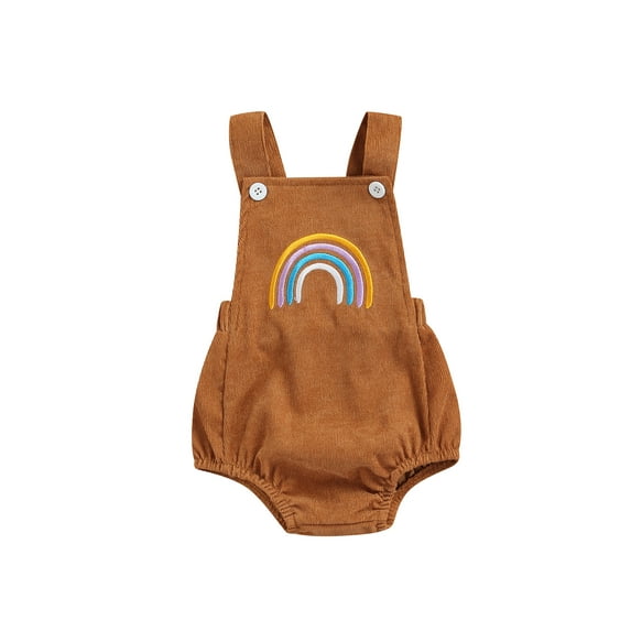 Newborn Baby Rainbow Bodysuit Buttons Suspender Straps Backless Romper Jumpsuit