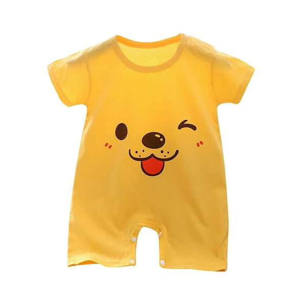 Newborn Baby Romper Cute Funny Print Kids Jumpsuit For Boys Girls Unisex Short Sleeve Cotton Fashion One Piece Outfit Clothes 3-15M On Clearance