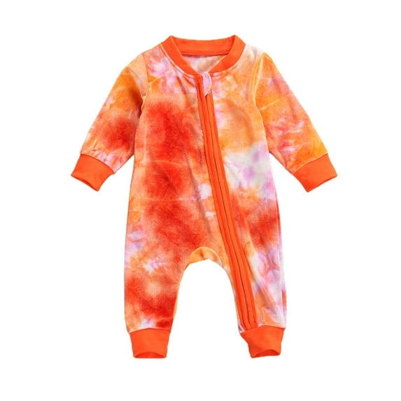 Newborn Baby Romper with Zipper Long Sleeve O-neck Jumpsuit