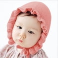 thumbnail image 1 of Newborn Baby Ruffles Cap Fashion Handmade Wool Knit Hats Kids Winter Warm Caps Infant Baby Girl Cute Solid Hat Suit for 0-12 Months Kids, 1 of 8