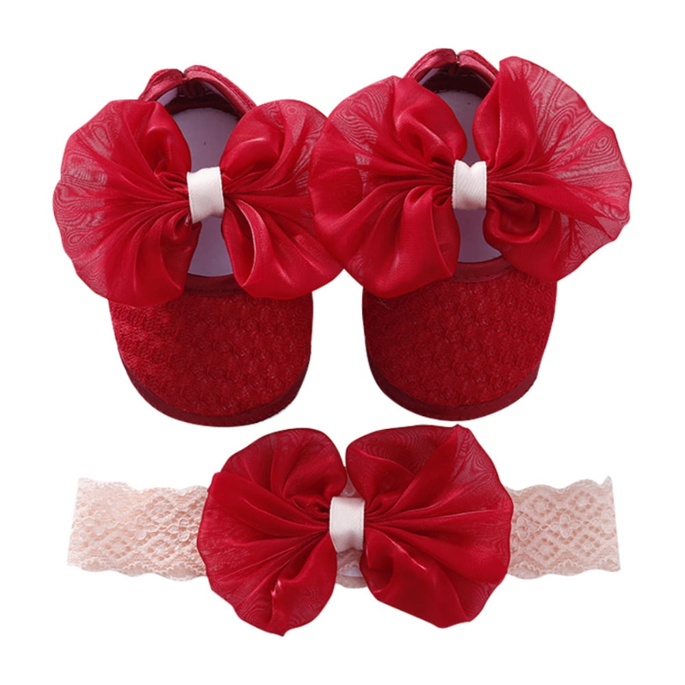 Newborn Baby Shoes Baptism Baby Girl Bow Shoes Toddler Prewalker Cute ...