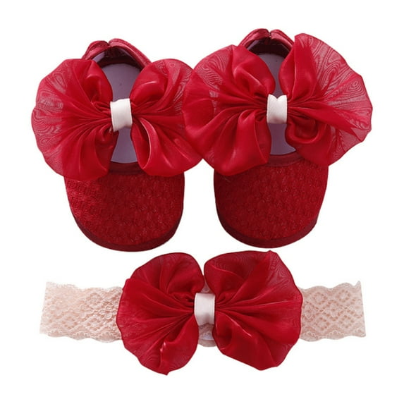 Newborn Baby Shoes Baptism Baby Girl Bow Shoes Toddler Prewalker Cute Baby Soft Shoes for 0-12M Kids