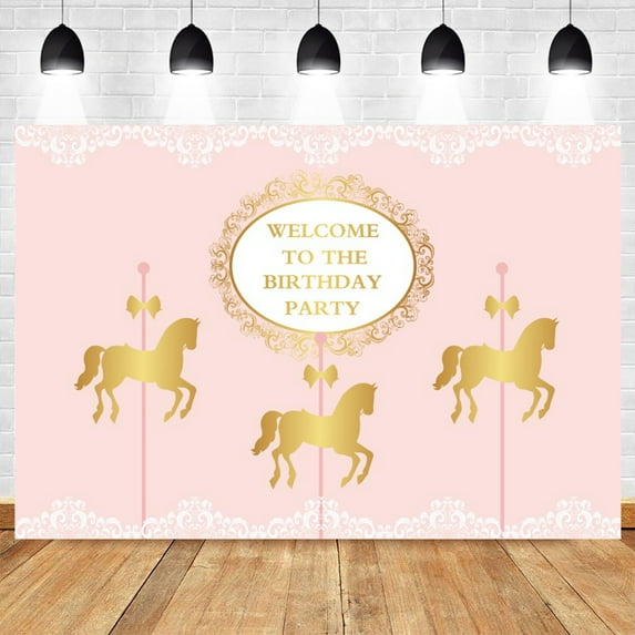 Newborn Baby Shower Carousel Horse Backdrop Princess Birthday Party Photography Background Photoph Photocall Kid Photo Studio