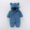 thumbnail image 1 of Newborn Baby Snowsuit Fleece Lined Onesie Outfits Warm Hooded Romper for Infant, 1 of 3